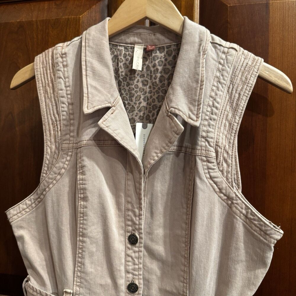 Anthropologie Pilcro Denim Button-Front Mini Dress Neutral Color US Size 6 NWT - Picture 9 of 16